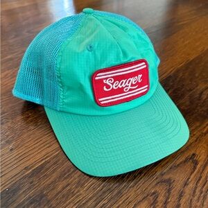 Seager Teal and Red Mesh Trucker Hat